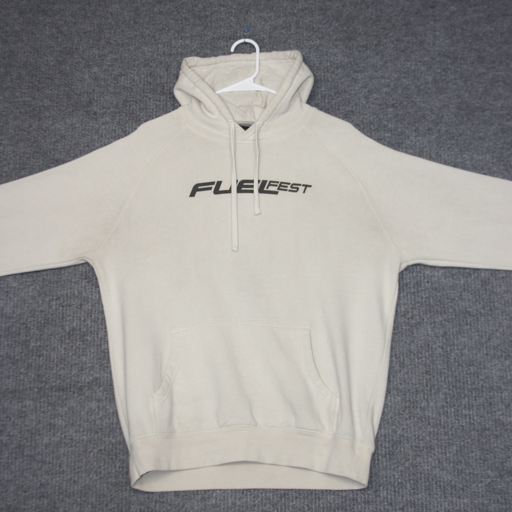 FuelFest Graphic Hoodie Mens L Cream GOOD Car Culture Drift Racing‎